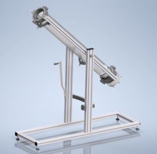 Air permeability tester  in rotated position, enabling insertion of the falling cylinder