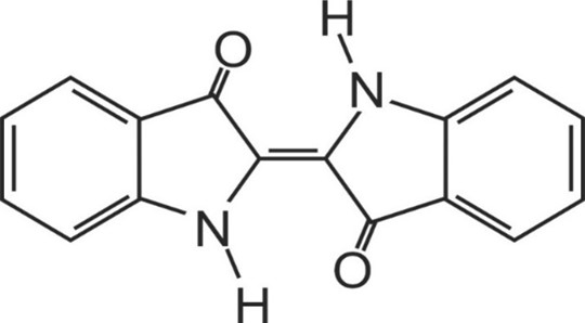 Chemical structure of the dye Indigo.
