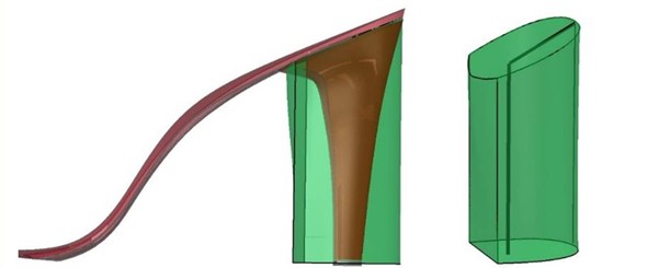 One heel model, based on vertical surface (extruded profile))